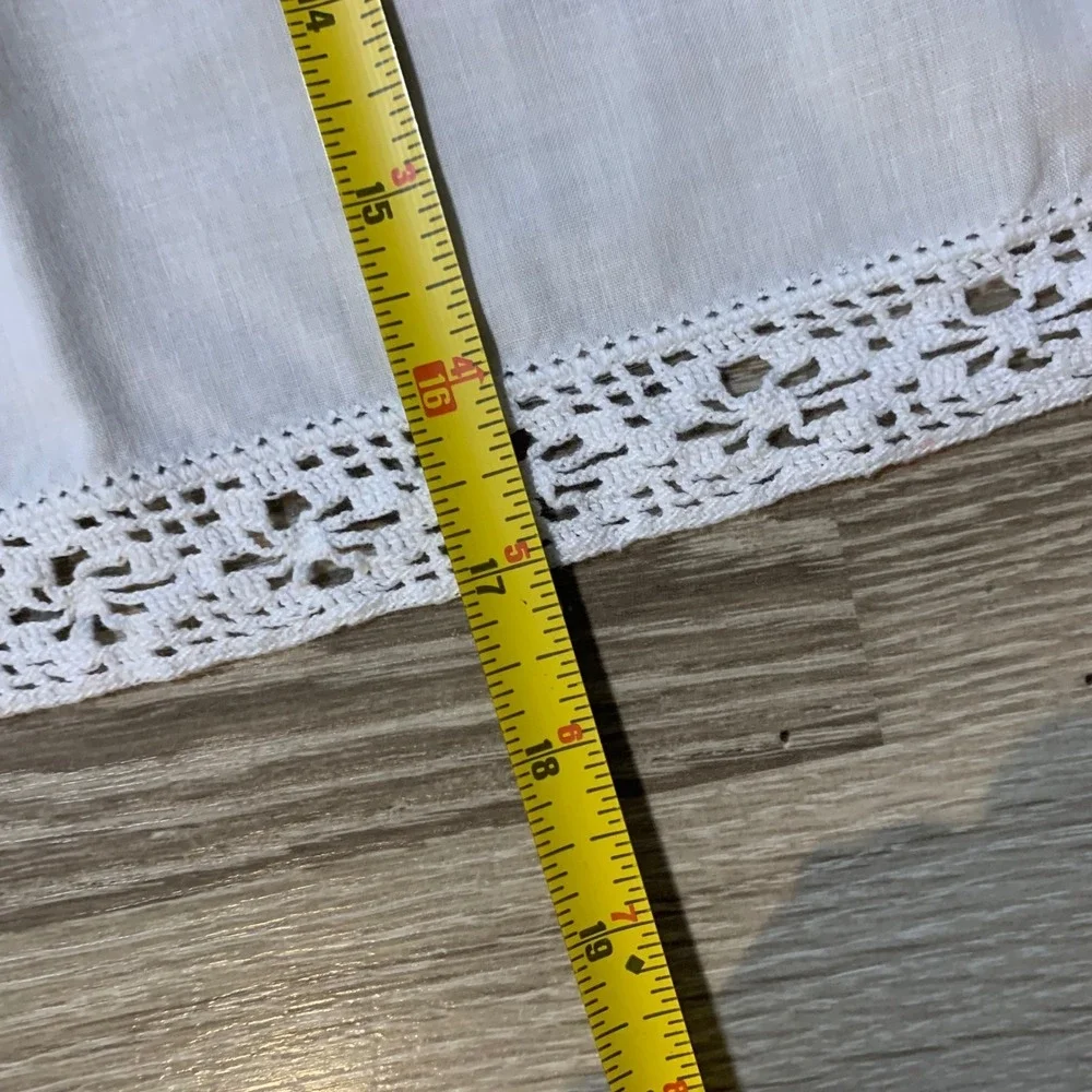 Vintage Hand Embroidered Table Runner Topper Floral‎ Daffodil Easter 43x17